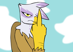 Size: 1276x910 | Tagged: safe, gilda, griffon, angry, ask, female, middle finger, solo, tumblr, vulgar