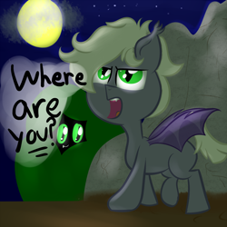 Size: 2100x2100 | Tagged: safe, artist:cosmonaut, derpibooru import, oc, oc only, oc:nook, bat pony, pony, colt, male, moon