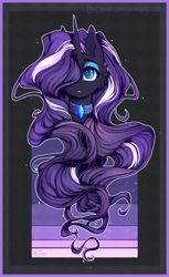 Size: 1024x1676 | Tagged: safe, artist:tenebristayga, nightmare rarity, bust, cute little fangs, fangs, fluffy, long mane, portrait, solo