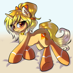 Size: 2000x2000 | Tagged: safe, artist:chaosangeldesu, oc, oc only, pony, unicorn, blushing, choker, looking at you, solo