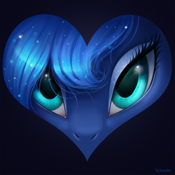 Size: 1000x1000 | Tagged: safe, artist:scheadar, princess luna, alicorn, pony, bedroom eyes, eye, eyes, female, heart, looking at you, solo