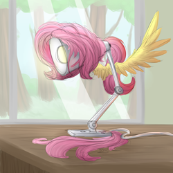 Size: 2000x2000 | Tagged: safe, artist:vanillaghosties, fluttershy, object pony, original species, pegasus, pony, context is for the weak, lamp, ponified, solo, wat