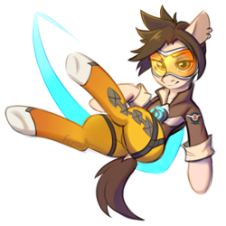 Size: 3000x3000 | Tagged: safe, artist:fensu-san, pony, goggles, overwatch, plot, ponified, solo, tracer