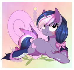 Size: 1024x961 | Tagged: safe, artist:daydreamsyndrom, oc, oc only, oc:lavender heart, pony, unicorn, bow, solo