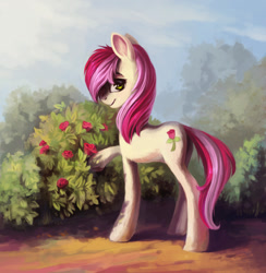 Size: 1000x1026 | Tagged: safe, artist:dearmary, roseluck, earth pony, pony, cute, female, flower, mare, rose, solo