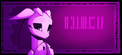Size: 2484x1119 | Tagged: safe, artist:xn-d, oc, oc only, oc:xn, original species, pony, robot, robot pony, abstract background, bedroom eyes, bust, cipher, floppy ears, hooves together, looking at you, ponymorph, portrait, solo, valentine's day