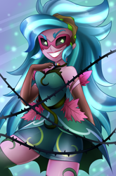 Size: 1839x2782 | Tagged: safe, artist:scarlet-spectrum, gaea everfree, gloriosa daisy, equestria girls, legend of everfree, clothes, evil grin, grin, looking at you, magical geodes, smiling, solo, thorns, vine