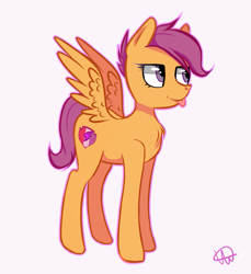 Size: 917x1000 | Tagged: safe, artist:borshikabber, scootaloo, :p, chest fluff, cutie mark, solo, the cmc's cutie marks, tongue out