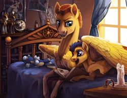 Size: 3300x2550 | Tagged: safe, artist:turnipberry, flash sentry, princess celestia, oc, alicorn, pegasus, pony, bed, book, candle, colt, doll, hope poster, lava lamp, male, obey, plushie, royal guard, stallion, toy