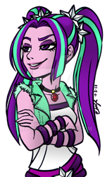 Size: 400x660 | Tagged: dead source, safe, artist:nt-88, aria blaze, equestria girls, crossed arms, simple background, solo, transparent background, watermark