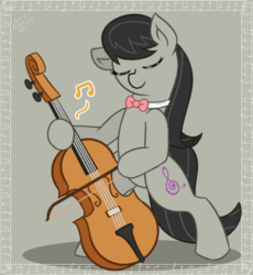 Size: 551x600 | Tagged: safe, artist:vavacung, octavia melody, earth pony, pony, animated, backwards cutie mark, bipedal, cello, eyes closed, gif, musical instrument, smiling, solo