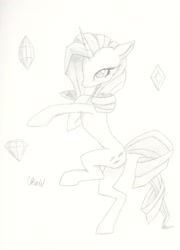 Size: 1944x2693 | Tagged: safe, artist:ethereal-desired, rarity, pony, unicorn, diamond, gem, monochrome, solo, traditional art