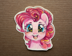 Size: 1280x998 | Tagged: safe, artist:sapraitlond, pinkie pie, earth pony, pony, bust, craft, female, looking at you, mare, papercraft, portrait, solo, starry eyes, traditional art, wingding eyes