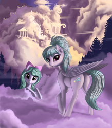 Size: 3803x4370 | Tagged: safe, artist:lightly-san, cloudchaser, flitter, pegasus, pony, absurd resolution, adorasexy, cloudsdale, cute, female, looking at you, mare, plot, scenery, sexy