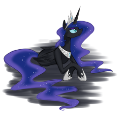Size: 750x750 | Tagged: safe, artist:cosmalumi, nightmare moon, alicorn, pony, nicemare moon, prone, solo, tumblr:ask queen moon