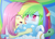 Size: 1311x936 | Tagged: safe, artist:riouku, fluttershy, rainbow dash, tank, tortoise, equestria girls, tanks for the memories, anime style, bittersweet, blushing, crying, cute, dashabetes, equestria girls interpretation, feels, heartwarming, open mouth, scene interpretation, shyabetes, sisterly love, that was fast