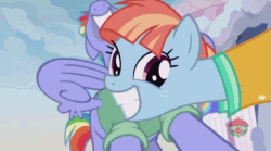 Size: 1001x557 | Tagged: safe, edit, edited screencap, screencap, bow hothoof, windy whistles, pegasus, pony, parental glideance, animated, female, gif, grin, male, nose in the air, rainbow dash's parents, smiling, treehouse logo, volumetric mouth, windyhoof