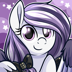 Size: 2000x2000 | Tagged: safe, artist:xwhitedreamsx, oc, oc only, oc:lavander dust, pegasus, pony, bow, commission, female, hair bow, looking at you, mare, smiling, solo