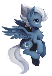 Size: 685x1000 | Tagged: safe, artist:hioshiru, night glider, pegasus, pony, chest fluff, cute, explicit source, female, flying, mare, simple background, solo, spread wings, white background, wings