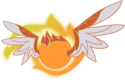 Size: 2816x1832 | Tagged: safe, artist:nstone53, daybreaker, pony, a royal problem, crown, food, inanimate tf, jewelry, orange, orangified, regalia, simple background, solo, transformation, transparent background, vector, wat