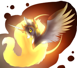 Size: 1968x1749 | Tagged: safe, artist:marplesugar, daybreaker, alicorn, pony, a royal problem, bust, evil laugh, mane of fire, open mouth, solo, spread wings, wings