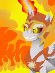 Size: 3000x4000 | Tagged: safe, artist:kaizo111, daybreaker, alicorn, pony, a royal problem, absurd resolution, evil, female, mane of fire, mare, sharp teeth, solo, teeth