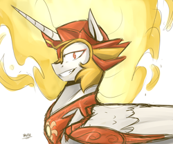 Size: 3000x2500 | Tagged: safe, artist:lrusu, daybreaker, alicorn, pony, a royal problem, high res, mane of fire, solo