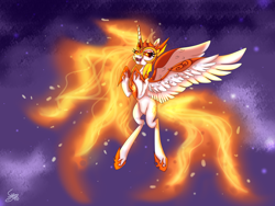 Size: 5320x4000 | Tagged: safe, artist:darsiaradianthorner, daybreaker, alicorn, pony, a royal problem, absurd resolution, evil laugh, flying, open mouth, solo