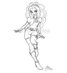 Size: 400x440 | Tagged: safe, artist:imdrunkontea, adagio dazzle, equestria girls, rainbow rocks, clothes, monochrome, simple background, sketch, smiling, solo, watermark, white background, wip