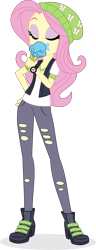 Size: 1306x3409 | Tagged: safe, artist:punzil504, fluttershy, equestria girls, mirror magic, spoiler:eqg specials, beanie, clothes, clothes swap, cute, eyes closed, food, hat, hipstershy, ice cream, pants, shirt, shyabetes, simple background, solo, that human sure does love ice cream, transparent background, vector