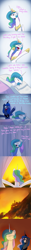 Size: 1200x9600 | Tagged: safe, artist:anticular, princess celestia, princess luna, alicorn, pony, a royal problem, :3, absurd resolution, ask sunshine and moonbeams, bed, canterlot, canterlot castle, comic, dark comedy, duo, duo female, epic fail, faic, fail, female, fire, funny, grin, mare, nervous, nervous grin, oh crap face, pinpoint eyes, rick and morty, screaming, sleeping, smiling, sweat, sweat drop, this will end in tears and/or a journey to the moon, woonoggles, you had one job