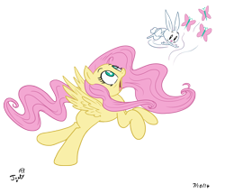 Size: 2774x2370 | Tagged: safe, artist:jowyb, angel bunny, fluttershy, pegasus, pony, blank flank, cutie mark