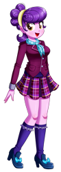 Size: 604x1696 | Tagged: safe, artist:the-butch-x, suri polomare, equestria girls, clothes, crystal prep academy uniform, cute, female, looking at you, open mouth, plaid skirt, school uniform, simple background, skirt, smiling, solo, suribetes, transparent background