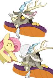 Size: 1024x1516 | Tagged: safe, artist:lcpegasister75, discord, fluttershy, pegasus, pony, discordant harmony, cute, discoshy, discute, female, male, shipping, straight