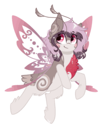 Size: 1755x2110 | Tagged: safe, artist:cloud-drawings, oc, oc only, oc:kailee, mothpony, original species, pony, animated, cute, gif, simple background, smiling, solo, transparent background