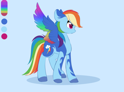 Size: 3000x2232 | Tagged: safe, artist:little-sketches, rainbow dash, pegasus, pony, alternate design, colored hooves, colored wings, high res, multicolored wings, reference sheet, solo