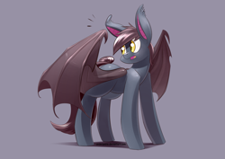 Size: 3507x2480 | Tagged: safe, artist:underpable, oc, oc only, oc:ventress, bat pony, pony, female, looking back, mare, simple background, solo