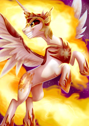 Size: 2480x3507 | Tagged: safe, artist:yulyeen, daybreaker, alicorn, pony, a royal problem, armor, female, mane of fire, mare, solo