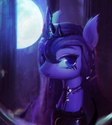 Size: 1961x2177 | Tagged: safe, artist:lmgchikess, princess luna, alicorn, pony, bust, chromatic aberration, crown, jewelry, moon, portrait, regalia, solo