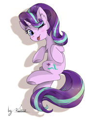 Size: 826x1098 | Tagged: safe, artist:kaliner123, starlight glimmer, pony, unicorn, blushing, cheek fluff, chest fluff, cute, ear fluff, female, glimmerbetes, mare, one eye closed, simple background, smiling, solo, tongue out, white background, wink