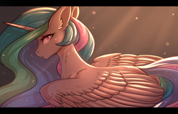 Size: 3000x1928 | Tagged: safe, artist:nightskrill, princess celestia, alicorn, pony, ear fluff, female, fluffy, looking back, mare, solo