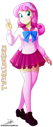 Size: 820x1960 | Tagged: safe, artist:the-butch-x, twinkleshine, equestria girls, clothes, commission, equestria girls-ified, peace sign, school uniform, simple background, solo, transparent background