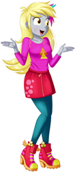 Size: 950x2160 | Tagged: safe, artist:the-butch-x, derpy hooves, equestria girls, equestria girls series, sunset's backstage pass!, spoiler:eqg series (season 2), boots, cute, derpabetes, female, high heel boots, music festival outfit, shoes, simple background, solo, transparent background, zipper