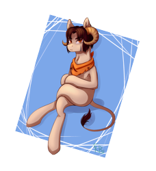 Size: 2100x2300 | Tagged: safe, artist:shiro-roo, oc, oc only, pony, aries, crossed legs, horoscope, ponified, solo, zodiac