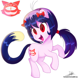 Size: 1860x1860 | Tagged: safe, artist:the-butch-x, oc, oc only, oc:cassey, cat pony, original species, pony, cute, fangs, female, mare, open mouth, ponified, simple background, slit eyes, smiling, solo, transparent background