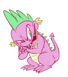 Size: 318x362 | Tagged: safe, artist:jowyb, part of a set, spike, dragon, evil grin, faic, jowybean's series, le happy merchant, reaction image, scheming, simple background, solo, white background