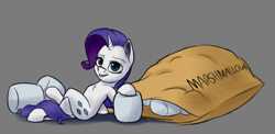 Size: 1567x765 | Tagged: safe, artist:deltauraart, rarity, pony, unicorn, crossed legs, female, food, looking at you, mare, marshmallow, rarity is a marshmallow, simple background, solo