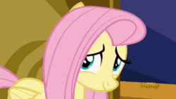 Size: 600x338 | Tagged: safe, screencap, fluttershy, pegasus, pony, fame and misfortune, adorable face, animated, cute, daaaaaaaaaaaw, dat face, diabetes, female, gif, hnnng, looking at you, mare, shyabetes, solo, weapons-grade cute