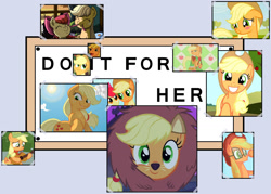 Size: 1400x1000 | Tagged: safe, artist:joey darkmeat, artist:jowyb, artist:latecustomer, artist:mamandil, apple bloom, applejack, applejack (g1), earth pony, pony, g1, applelion, blushing, clothes, costume, do it for her, dress, filly, filly applejack, gala dress, meme, silly, silly pony, the simpsons, who's a silly pony