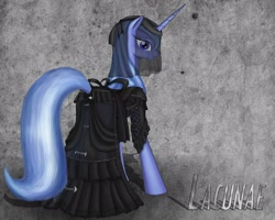 Size: 1600x1280 | Tagged: safe, artist:lucky dragoness, oc, oc only, oc:lacunae, alicorn, pony, fallout equestria, fallout equestria: project horizons, alicorn oc, clothes, dress, female, looking at you, looking back, mare, plot, solo